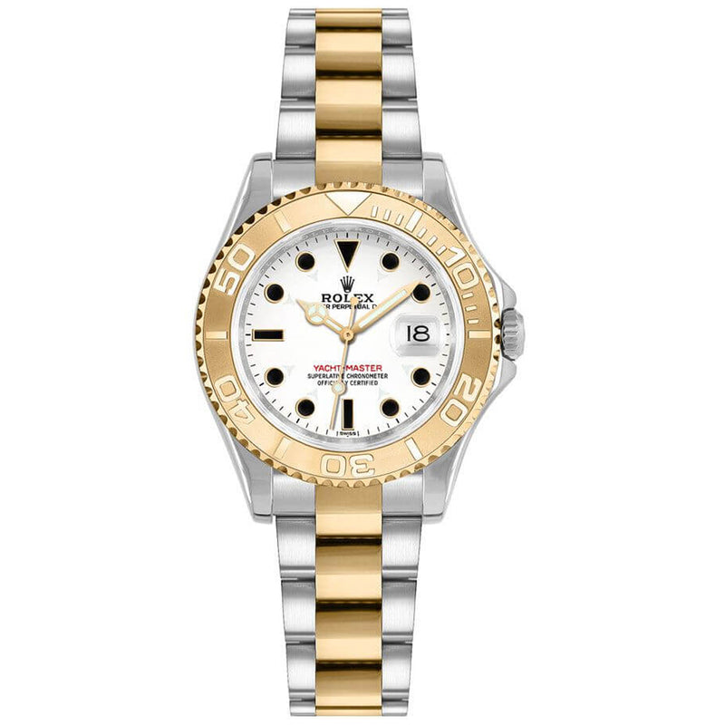 Rolex Yacht-Master 29mm Yellow Gold & Steel White Index Dial Women Watch 169623