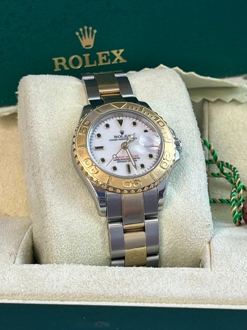 Rolex Yacht-Master 29mm Yellow Gold & Steel White Index Dial Women Watch 169623