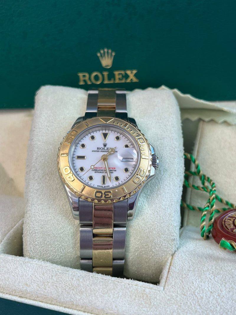 Rolex Yacht-Master 29mm Yellow Gold & Steel White Index Dial Women Watch 169623