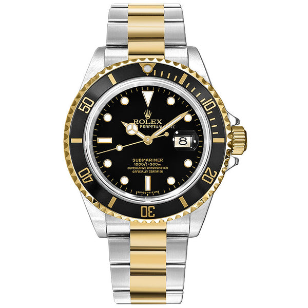 Rolex Submariner Date Yellow Gold Stainless Steel Oyster Men's Watch 16613LN