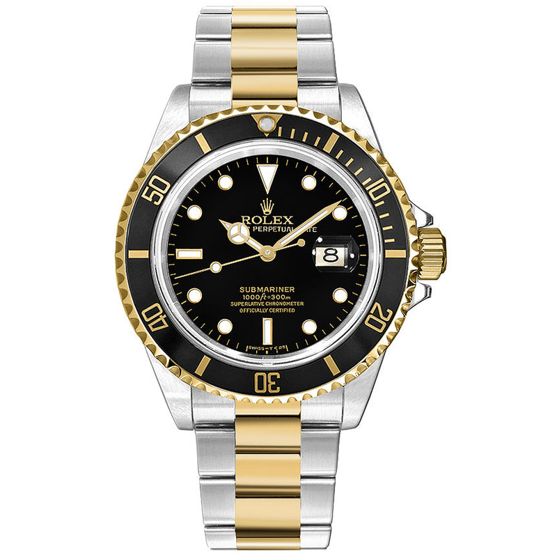 Rolex Submariner Date Yellow Gold Stainless Steel Oyster Men's Watch 16613LN