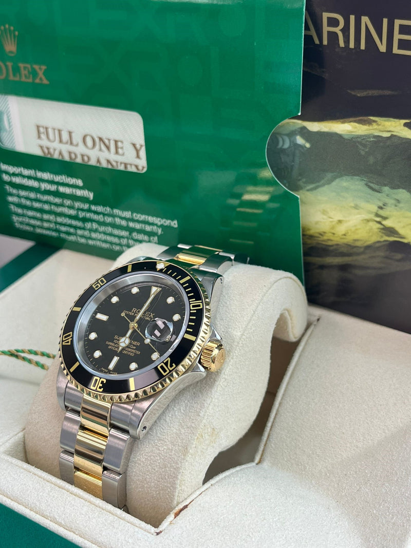 Rolex Submariner Date Yellow Gold Stainless Steel Oyster Men's Watch 16613LN