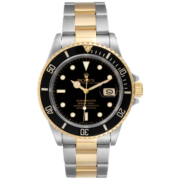 Rolex Submariner 40mm Steel 18K Yellow Gold Steel Black Dial Mens Watch 16803