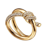 Tiffany & Co Knot Double Row Ring in Yellow Gold with 0.31ct Diamonds