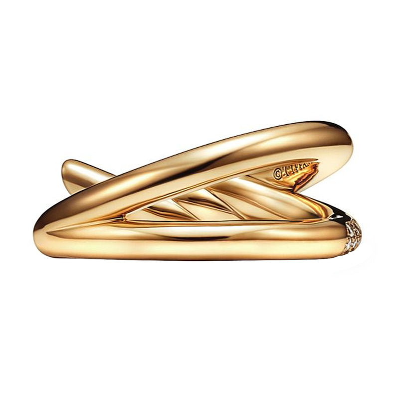 Tiffany & Co Knot Double Row Ring in Yellow Gold with 0.31ct Diamonds