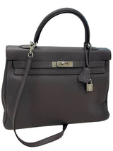 Hermes Kelly 35 Togo Leather Etain Retourne Palladium Hardware Bag