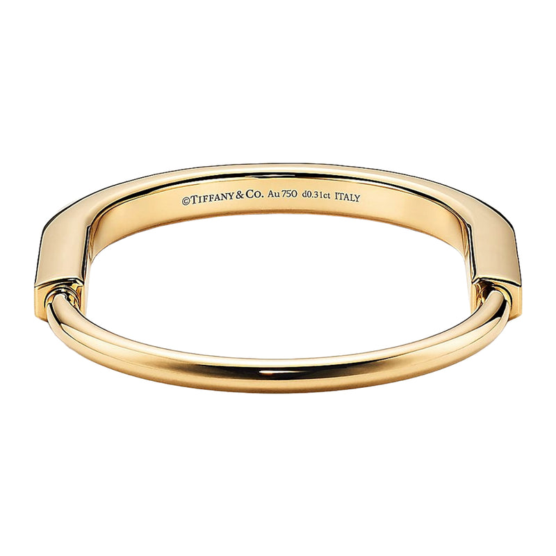 Tiffany & Co Lock Bangle in 18k Yellow Gold with Diamond Accents Small Bracelet