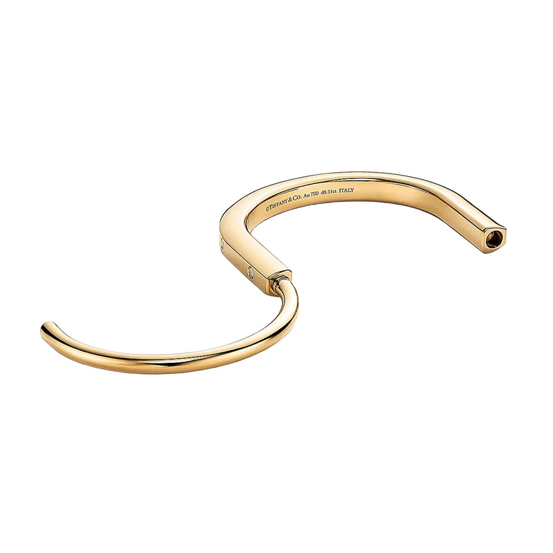 Tiffany & Co Lock Bangle in 18k Yellow Gold with Diamond Accents Small Bracelet