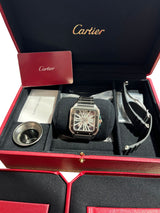 Cartier Santos De Cartier Skeleton Mechanical Black Steel Case Watch WHSA0033