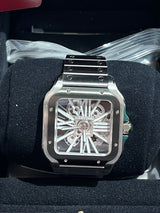 Cartier Santos De Cartier Skeleton Mechanical Black Steel Case Watch WHSA0033