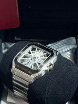 Cartier Santos De Cartier Skeleton Mechanical Black Steel Case Watch WHSA0033