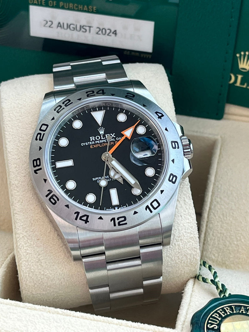 Rolex Explorer II 42mm Automatic Black Orange Dial Oystersteel Mens Watch 226570