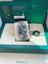 Rolex Datejust 41mm Wimbledon Gray Green Roman Dial Smooth Bezel Watch 126300