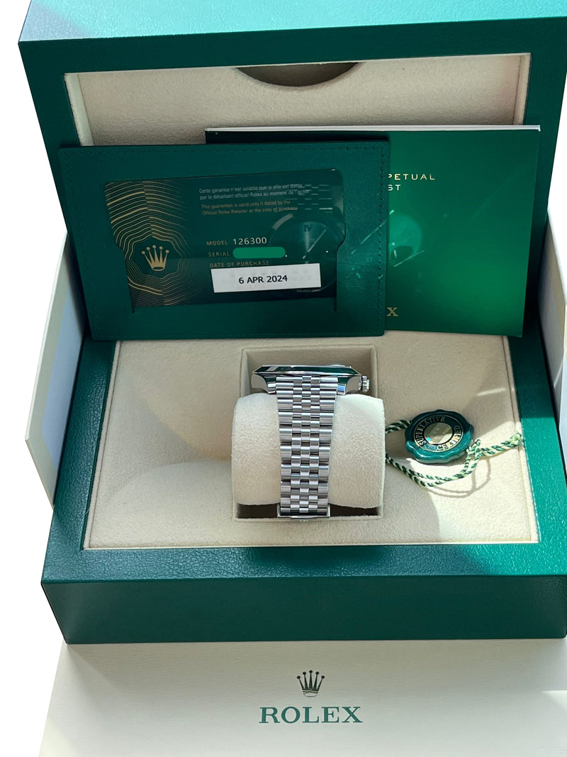 Rolex Datejust 41mm Wimbledon Gray Green Roman Dial Smooth Bezel Watch 126300