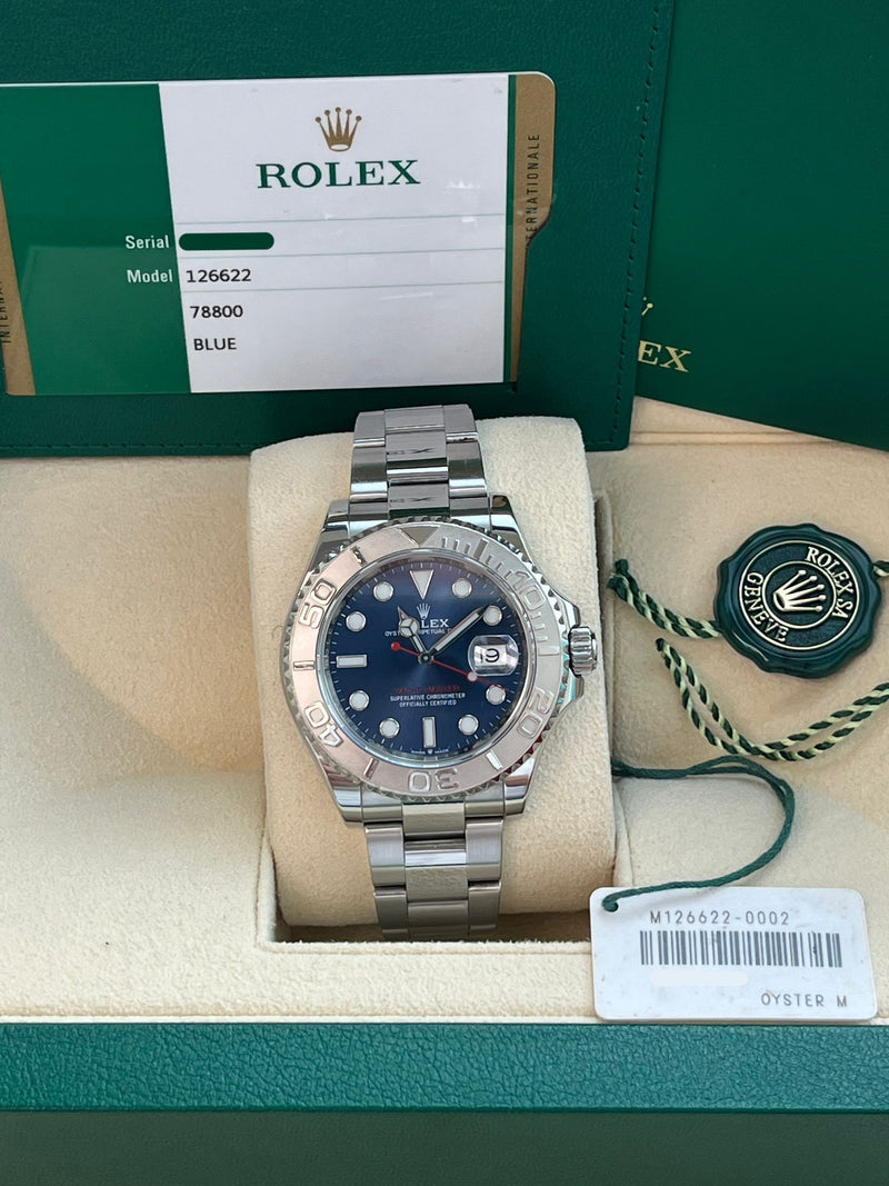 Rolex Yacht-Master 40mm Blue Dial Platinum Stainless Steel Oyster Watch 126622