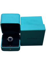 Tiffany & Co Soleste Cushion Cut Tanzanite Double Halo Round Diamond Ring