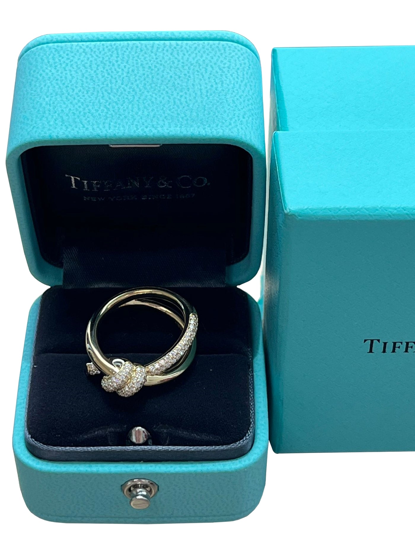Tiffany & Co Knot Double Row Ring in Yellow Gold with 0.31ct
