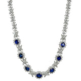 Cellini Jewelers Oval-Shaped Sapphire and Pear-Shaped Diamond Cluster Necklace