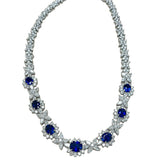 Cellini Jewelers Oval-Shaped Sapphire and Pear-Shaped Diamond Cluster Necklace