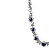 Cellini Jewelers Oval-Shaped Sapphire and Pear-Shaped Diamond Cluster Necklace