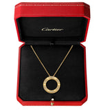 Cartier 18k Yellow Gold 0.34ct Brilliant Cut Diamond Paved Love Pendant Necklace