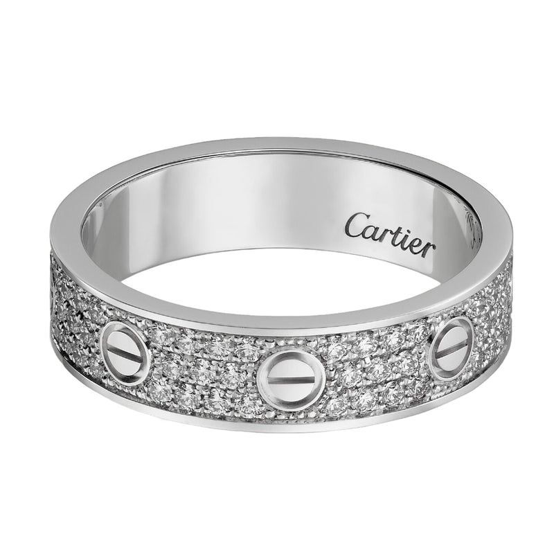 Cartier Love Wedding Band Brilliant-Cut Diamond-Paved 18K White Gold Ring