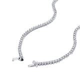 14K White Gold 20.85 CTW Riviera Three Prong Graduating Diamond Tennis Necklace