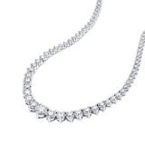 14K White Gold 20.85 CTW Riviera Three Prong Graduating Diamond Tennis Necklace