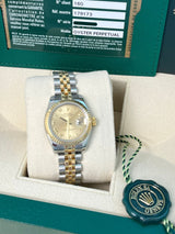 Rolex Lady-Datejust 26mm Gold Champagne Roman Dial Jubilee Bracelet Watch 179173