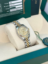 Rolex Lady-Datejust 26mm Gold Champagne Roman Dial Jubilee Bracelet Watch 179173