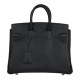 Hermes Birkin 25 Shadow Black Swift Leather Tonal Stitching Palladium Hardware