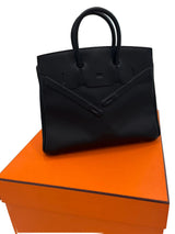 Hermes Birkin 25 Shadow Black Swift Leather Tonal Stitching Palladium Hardware