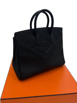 Hermes Birkin 25 Shadow Black Swift Leather Tonal Stitching Palladium Hardware