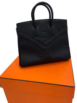 Hermes Birkin 25 Shadow Black Swift Leather Tonal Stitching Palladium Hardware