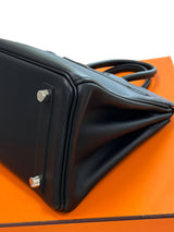 Hermes Birkin 25 Shadow Black Swift Leather Tonal Stitching Palladium Hardware