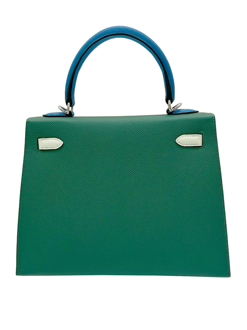 Hermes Kelly II Sellier 25 Epsom Vert Vertigo/Vert Fizz/Blue Palladium Hardware