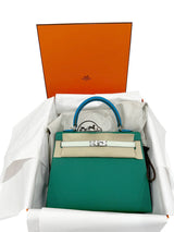 Hermes Kelly II Sellier 25 Epsom Vert Vertigo/Vert Fizz/Blue Palladium Hardware