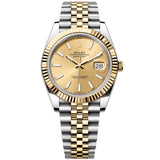 Rolex Datejust 41mm Yellow Gold Steel Champagne Dial Jubilee Men's Watch 126333