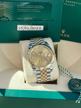 Rolex Datejust 41mm Yellow Gold Steel Champagne Dial Jubilee Men's Watch 126333