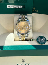 Rolex Datejust 41mm Yellow Gold Steel Champagne Dial Jubilee Men's Watch 126333