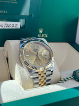 Rolex Datejust 41mm Yellow Gold Steel Champagne Dial Jubilee Men's Watch 126333