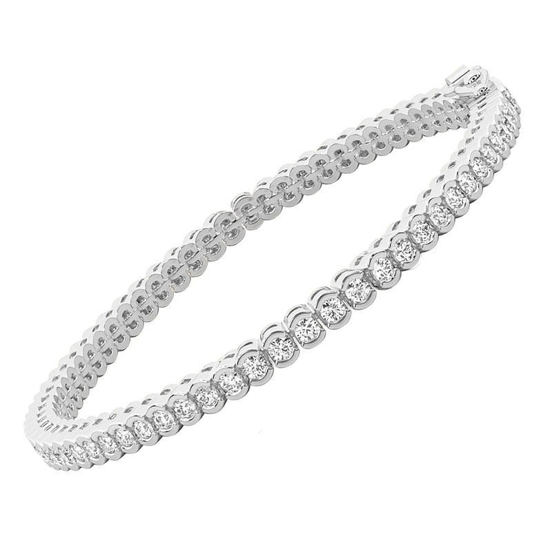 4.6ct Round Diamond Half Bezel Tennis Bracelet 14K White Gold SI Clarity