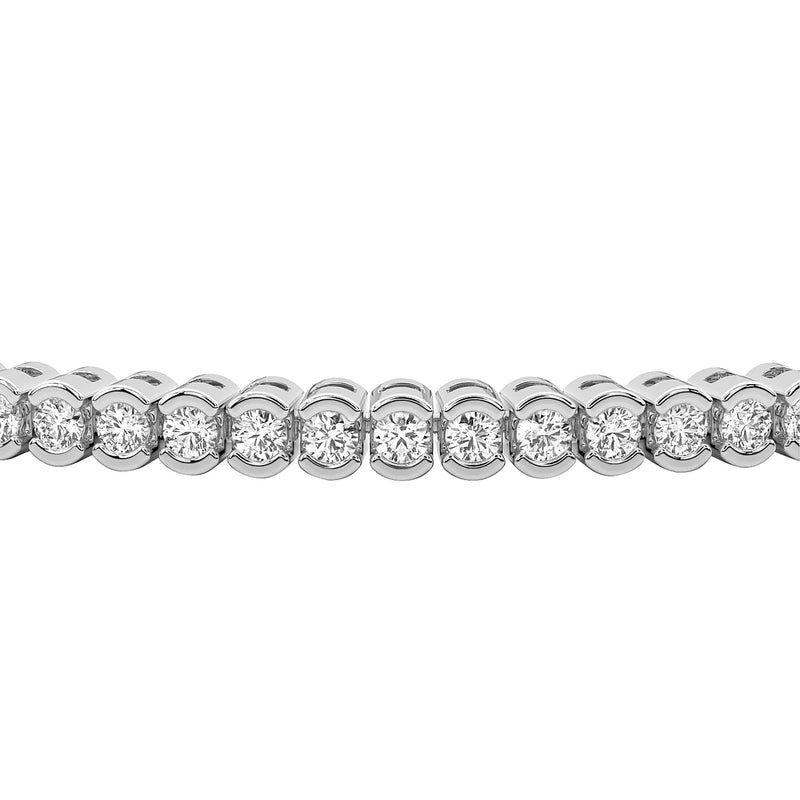 4.6ct Round Diamond Half Bezel Tennis Bracelet 14K White Gold SI Clarity