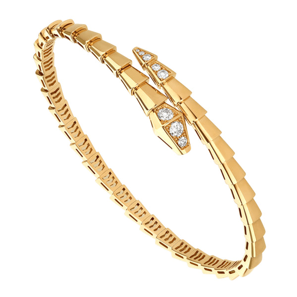 Bulgari Serpenti Viper One-Coil 18K Yellow Gold Bracelet with Pave Diamonds