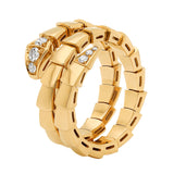 Bvlgari Serpenti Viper Two-Coil 18K Yellow Gold Ring With Pave Diamonds