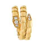 Bvlgari Serpenti Viper Two-Coil 18K Yellow Gold Ring With Pave Diamonds