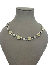 11.8ctw Natural Radiant Cut Yellow Fancy Color 5.80ct White Diamonds Necklace