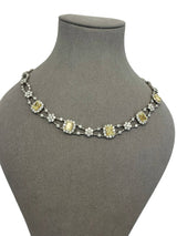 11.8ctw Natural Radiant Cut Yellow Fancy Color 5.80ct White Diamonds Necklace