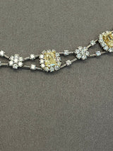 11.8ctw Natural Radiant Cut Yellow Fancy Color 5.80ct White Diamonds Necklace