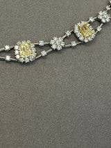 11.8ctw Natural Radiant Cut Yellow Fancy Color 5.80ct White Diamonds Necklace